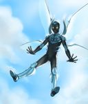  1boy armor astraea_f blue_beetle blue_sky cloud clouds dc_comics flying jamie_reyes male male_focus pixiv_thumbnail power_armor resized sky solo wings 