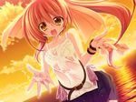  bra dai_ni_ongakushitsu_e_youkoso! game_cg long_hair pink_hair see_through sunset tagme_(character) underwear water yellow_eyes 