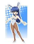  :d absurdres animal_ears bare_shoulders blue_eyes blue_hair breasts bunny_ears bunny_girl bunny_tail bunnysuit copyright_request high_heels highres long_hair looking_at_viewer medium_breasts open_mouth pantyhose shoes smile solo tail zeshgolden 