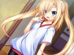  blonde_hair blue_eyes blush dai_ni_ongakushitsu_e_youkoso! game_cg gym_uniform long_hair tagme_(character) twintails 