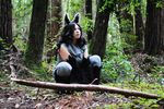  claws cosplay female forest human hyena mammal mightyena nintendo pok&#233;mon pok&eacute;mon real tree video_games wood 