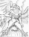  anthro avian big_breasts bird bra breasts costume eagle feathered_wings feathers female ghost_town golden_eagle greyscale hair headdress long_hair monochrome mountain mountainside native_american oscar_marcus pinup pose solo spread_wings talons wings 