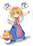  &gt;_&lt; :&lt; ? alice_margatroid apron blonde_hair blue_dress blue_eyes bow capelet closed_eyes dress hair_bow hairband jewelry kokujuuji long_hair open_mouth outstretched_arm puppet_rings puppet_strings ring sash shanghai_doll short_hair spinning tears touhou waist_apron 