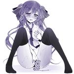  bad_id bad_pixiv_id blush breast_hold breasts cellphone collarbone hat heart himekaidou_hatate long_hair masturbation medium_breasts monochrome necktie nude phone simple_background sitting solo suzume_miku sweat thighhighs tokin_hat touhou twintails white_background 