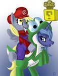  amber_eyes blonde_hair blue_eyes blue_hair crossover derpy_hooves_(mlp) dialogue english_text equine female friendship_is_magic hair hat horn horse john_joseco long_hair mario_bros muffin my_little_pony nintendo pegasus pony princess_luna_(mlp) tumblr video_games winged_unicorn wings yoshi 
