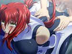  1boy 1girl ahegao anal ass black_package_try breasts censored cum cum_in_ass fucked_silly large_breasts penis ponytail red_hair ryoushuu_kinin_no_mesuniku_jikken_chousho sex 
