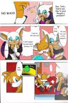  anthro bat big_breasts blue_eyes blush breasts canine chaos_emerald cleavage clothed clothing comic dialog dialogue emerald english_text female fox gem hair male mammal michiyoshi miles_prower orange_hair rouge_the_bat sega smile sonic_(series) text white_hair wings 