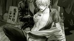  abs bad_id bad_pixiv_id blush cigarette gintama hijikata_toushirou japanese_clothes lactation male_focus male_lactation monochrome multiple_boys nipple_tweak nipples open_clothes open_shirt sakata_gintoki shirt takasugi_shinsuke tkr_(lovedelic99) yaoi 