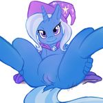  2012 anthro anthrofied anus blue_body blue_hair blush cape clitoris equine female friendship_is_magic hair hands hat horn keishinkae looking_at_viewer mammal my_little_pony plain_background presenting purple_eyes pussy smile solo spread_legs spreading stars trixie_(mlp) trixie_lulamoon two_tone_hair unicorn white_background white_hair wizard_hat 