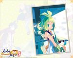  2004 2006 antenna_hair bare_shoulders bracelet dress green_eyes green_hair harada_takehito jewelry looking_at_viewer marona_(phantom_brave) official_art phantom_brave putty_(phantom_brave) short_hair sleeveless sleeveless_dress upper_body wallpaper white_dress 