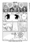  4girls 4koma bow c.c. c.c._(cosplay) caro_ru_lushe code_geass comic cosplay erio_mondial greyscale hair_ornament hard_translated henshin lyrical_nanoha mahou_shoujo_lyrical_nanoha_strikers mikage_takashi military military_uniform minigirl monochrome multiple_girls reinforce_zwei seiyuu_connection subaru_nakajima sweatdrop teana_lanster transformation translated tsab_ground_military_uniform twintails uniform x_hair_ornament 