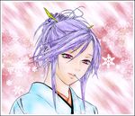 artist_request candy food japanese_clothes kimono lollipop purple_eyes purple_hair rosario+vampire shirayuki_tsurara snowflakes solo 