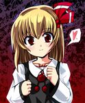  blonde_hair blush fa_no_hito hair_ribbon heart looking_at_viewer necktie red_eyes ribbon rumia smile solo spoken_heart touhou upper_body 