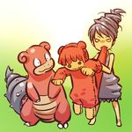  angry barefoot biting doll dress drill_hair fang gen_1_pokemon hitec moemon personification pokemon pokemon_(creature) puppet silver_hair simple_background sleeveless slowbro standing tail 