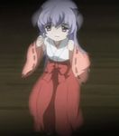  animated animated_gif ghost hakama hanyuu higurashi_no_naku_koro_ni horns japanese_clothes lowres miko red_hakama screencap solo stomping 