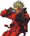  artist_request blonde_hair glasses gun handgun male_focus one_eye_closed revolver solo trigun v vash_the_stampede weapon 