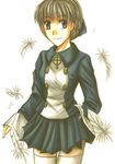  alice_elliot artist_request blue_dress braid brown_eyes brown_hair collarbone double-breasted dress french_braid long_sleeves looking_at_viewer lowres shadow_hearts short_hair solo standing thighhighs white_legwear zettai_ryouiki 