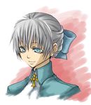 alice_elliot artist_request blue_bow blue_eyes bow closed_mouth hair_bow shadow_hearts short_hair silver_hair smile solo upper_body 