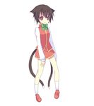  animal_ears animated animated_gif banned_artist cat_ears cat_tail chen ear_wiggle harano lowres multiple_tails no_hat no_headwear simple_background solo tail touhou 