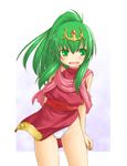  :d blush chiki fang fire_emblem fire_emblem:_monshou_no_nazo green_eyes green_hair kasuga_yukihito mamkute open_mouth panties ponytail smile solo underwear white_panties 