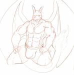  abs anthro biceps big_muscles bulge charizard charzy claws clothed clothing darius_koopa fangs fire half-dressed kneeling looking_at_viewer male muscles necklace nintendo pecs pok&#233;mon pok&#233;morph pokemon pose shorts sketch solo spread_legs spreading teeth topless underwear video_games wings 