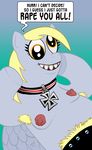  2012 armpit_hair belt blonde_hair blue_background breasts choker curtsibling derpy_hooves derpy_hooves_(mlp) dialog english_text equine female friendship_is_magic fur gradient_background green_background grey_background grey_fur hair imminent_rape iron_cross mammal my_little_pony nazi necklace nipples pegasus pink_nipples plain_background pubes small_breasts solo studded_belt swastika teeth text watermark what wings yellow_eyes 