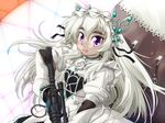  chaika_trabant coffin cropped eyebrows gun highres hitsugi_no_chaika ranbu_hararin rifle solo weapon white_hair 