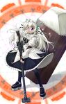  anti-materiel_rifle chaika_trabant coffin commentary_request eyebrows full_body gun highres hitsugi_no_chaika pantyhose ranbu_hararin rifle sniper_rifle solo weapon white_hair 