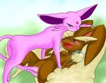  anal anal_penetration breasts canine duo eeveelution espeon female feral furreon interspecies lagomorph lesbian lopunny mammal nintendo nude open_mouth penetration pok&#233;mon pokemon pussy pussy_juice rabbit restrained sex tail_sex vaginal vaginal_penetration video_games 