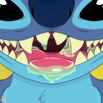  2018 alien black_eyes blue_fur blue_nose chest_tuft close-up digital_drawing_(artwork) digital_media_(artwork) disney experiment_(species) front_view fur hi_res leonheart54115 lilo_and_stitch looking_at_viewer mouth_shot open_mouth open_smile saliva smile solo stitch tongue tongue_out tuft 