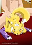  all_fours anthro ass_up bandai canine cum cum_inside digimon digiphilia doggystyle fox from_behind human interspecies looking_at_viewer male mammal nude open_mouth penetration renamon sex spread_legs spreading wolfsrain88 