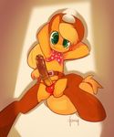  anthrofied applejack applejack_(mlp) belt chaps clothed clothing dickgirl doxy edit equine friendship_is_magic green_eyes horse intersex looking_at_viewer lying mammal my_little_pony on_back panties penis pony raised_arm rule_63 solo spread_legs spreading underwear 