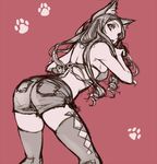  animal_ears artist_request bikini_top cat_ears copyright_request short_shorts shorts sketch solo thighhighs 