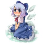  bad_id bad_pixiv_id blue_hair blush bow cirno melting mukunoki_nanatsu ribbon short_hair solo tongue touhou wings 