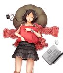  bad_id bad_pixiv_id black_hair camera closed_eyes computer digital_media_player headphones ipod ipod_touch laptop lying mouse nekotama_(pixiv34129) open_mouth original pillow pillow_hug pink short_hair sleeping watch wristwatch 