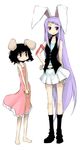  animal_ears barefoot bunny_ears casual inaba_tewi long_hair multiple_girls oso_(toolate) reisen_udongein_inaba touhou very_long_hair 