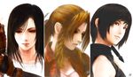  aerith_gainsborough black_hair braid brown_hair final_fantasy final_fantasy_vii fm77_(artist) gloves long_hair multiple_girls realistic ribbon short_hair tifa_lockhart yuffie_kisaragi 