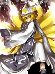  animal_ears bad_id bad_pixiv_id blonde_hair fire fox_tail hat highres kazetto multiple_tails short_hair solo tail touhou yakumo_ran yellow_eyes 