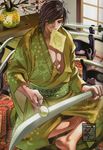  abs artist_request date_masamune_(sengoku_basara) eyepatch highres japanese_clothes katana male_focus sengoku_basara solo sword weapon 