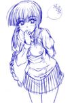  monochrome mutsuki_(mutumutu) purple school_uniform silfa sketch solo to_heart_2 