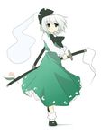  duplicate hitodama konpaku_youmu konpaku_youmu_(ghost) oka_(bananashoe) sheath sheathed short_hair solo sword touhou weapon white_hair 