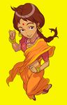  bindi braid brown_eyes brown_hair dark_skin earrings facial_mark forehead_mark indian jewelry necklace sari_(street_fighter) smile solo street_fighter wristband yamamiya_hiroshi 