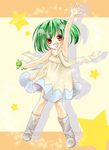  bad_id bad_pixiv_id child green_hair macross macross_frontier ranka_lee red_eyes short_hair solo star suzumori_ayato younger 