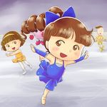  brown_hair chibi_maruko-chan ice_skating ponytail skating 