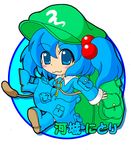  :3 artist_request backpack bag hair_bobbles hair_ornament kawashiro_nitori solo touhou two_side_up 