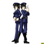  artist_request boots copyright_request gloves gun handgun multiple_girls omc pistol police police_uniform type43 uniform weapon 