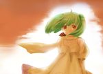  ahoge blush green_hair macross macross_frontier md5_mismatch ranka_lee red_eyes short_hair sky solo wind yumegi_atsuki 