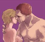  1girl bad_id bad_pixiv_id blonde_hair breasts buzz_cut closed_eyes imminent_kiss jake_muller nipples nude resident_evil resident_evil_6 scar sherry_birkin short_hair 