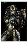  breasts fishnets highres medium_breasts monster_girl predator_(movie) shengkong_(prank) skull solo 