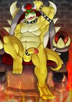  abs anthro anthrofied armpits balls biceps bowser bowser_day brick chair circumcised claws cock_ring collar fire hair happy horn king koopa lava looking_at_viewer male mario_bros muscles navel nintendo open_mouth orb pecs penis raised_arm red_eyes reptile royalty scalie sharp_teeth shell smile solo spikes spread_legs spreading super_mario_bros. teeth throne tongue turtle vandroiy video_games wristband 